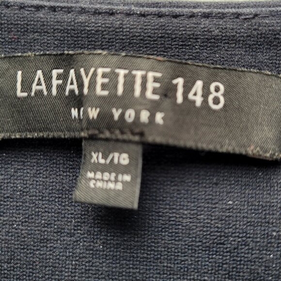 Lafayette 148 New York Demi Punto Milano Zip-Up Dress Navy Blue Size XL - Picture 8 of 11